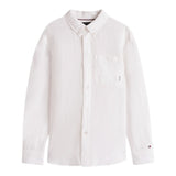 Tommy Hilfiger Camicia Manica Lunga Tinta Unita per Bambino KB0KB09550X BIANCO TOMMY HILFIGER 