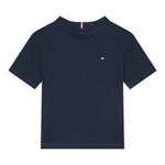 Tommy Hilfiger T-Shirt Girocollo Tinta Unita con Logo per Bambino KB0KB09601 BLU TOMMY HILFIGER 
