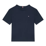 Tommy Hilfiger T-Shirt Girocollo Tinta Unita con Logo per Bambino KB0KB09601 BLU TOMMY HILFIGER 