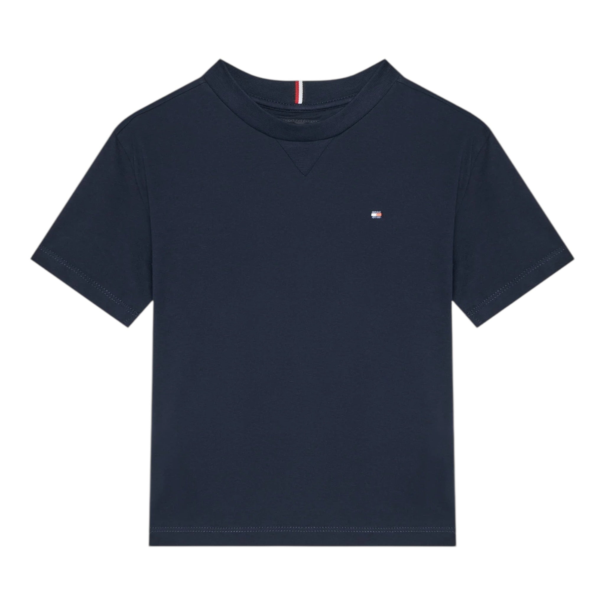 Tommy Hilfiger T-Shirt Girocollo Tinta Unita con Logo per Bambino KB0KB09601 BLU TOMMY HILFIGER 