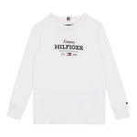 Tommy Hilfiger Shirt Girocollo Tinta Unita con Logo per Neonato KB0KB09633 BIANCO TOMMY HILFIGER 