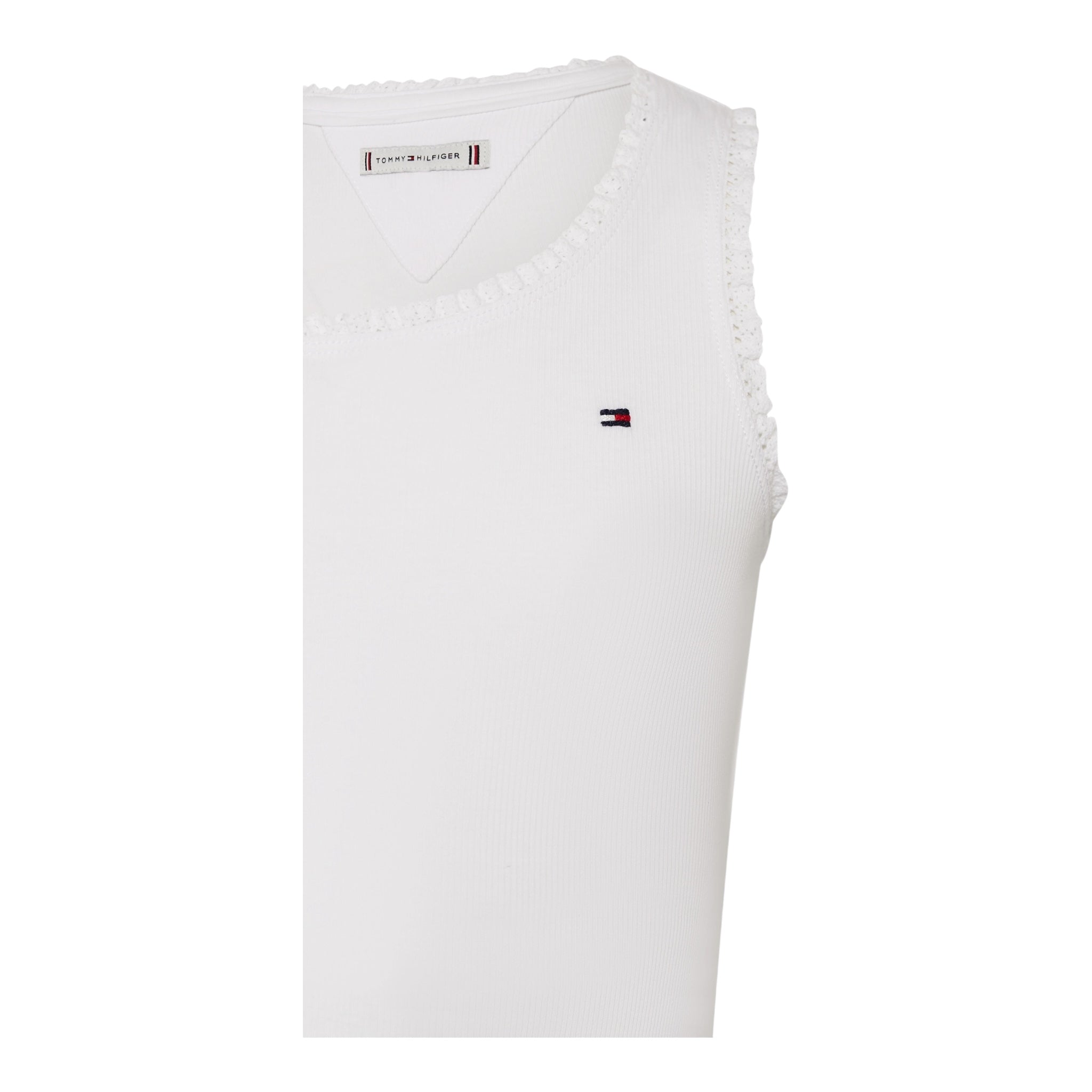 Tommy Hilfiger Canotta Tinta Unita con Ricami per Bambina KG0KG08588 BIANCO TOMMY HILFIGER 