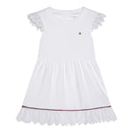 Tommy Hilfiger Abito Firocollo Tinta Unita con Ricami per Neonata KN0KN02046 BIANCO TOMMY HILFIGER 