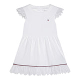 Tommy Hilfiger Abito Firocollo Tinta Unita con Ricami per Neonata KN0KN02046 BIANCO TOMMY HILFIGER 