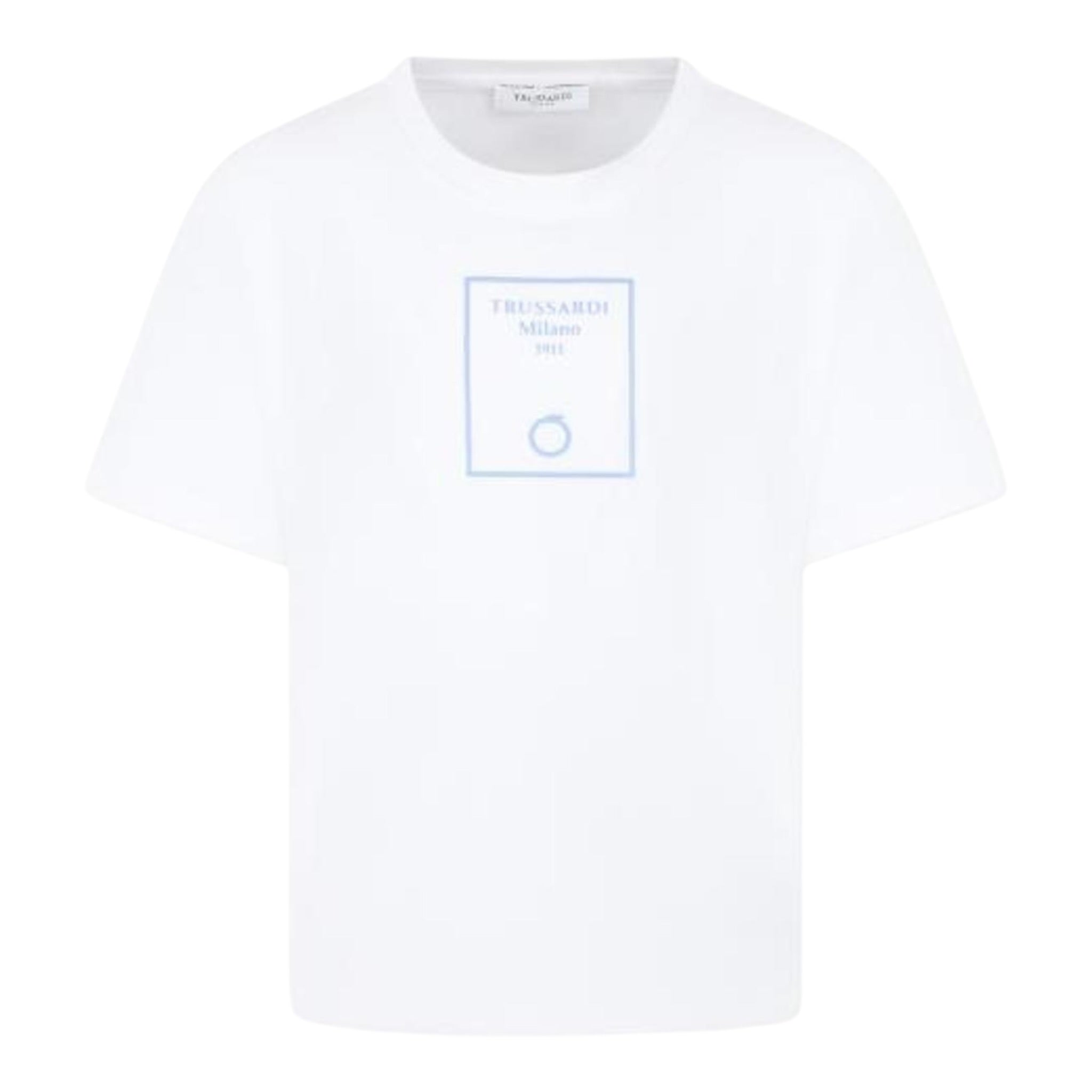 Trussardi T-Shirt Girocollo Tinta Unita con Stampa per Bambino TBP25025TS BIANCO TRUSSARDI 