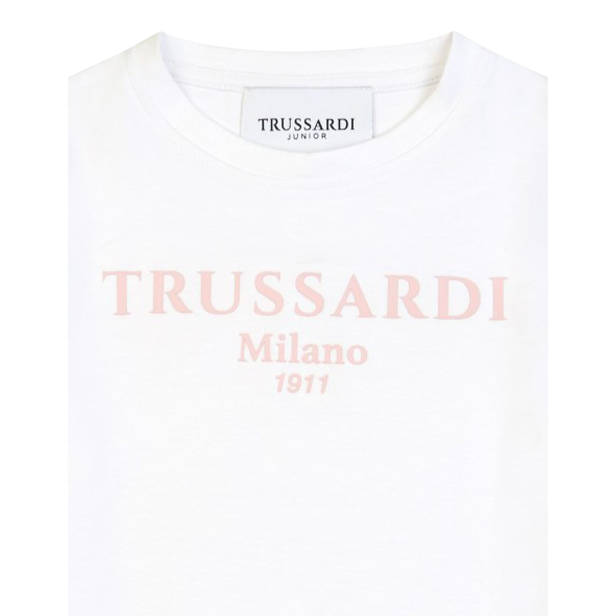 Trussardi T-Shirt Girocollo Tinta Unita con Stampa per Bambina TGP25004TS BIANCO TRUSSARDI 