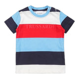 Trussardi T-Shirt Girocollo Tinta Unita con Stampa A Righe per Neonato TIP24063TS BIANCO TRUSSARDI 