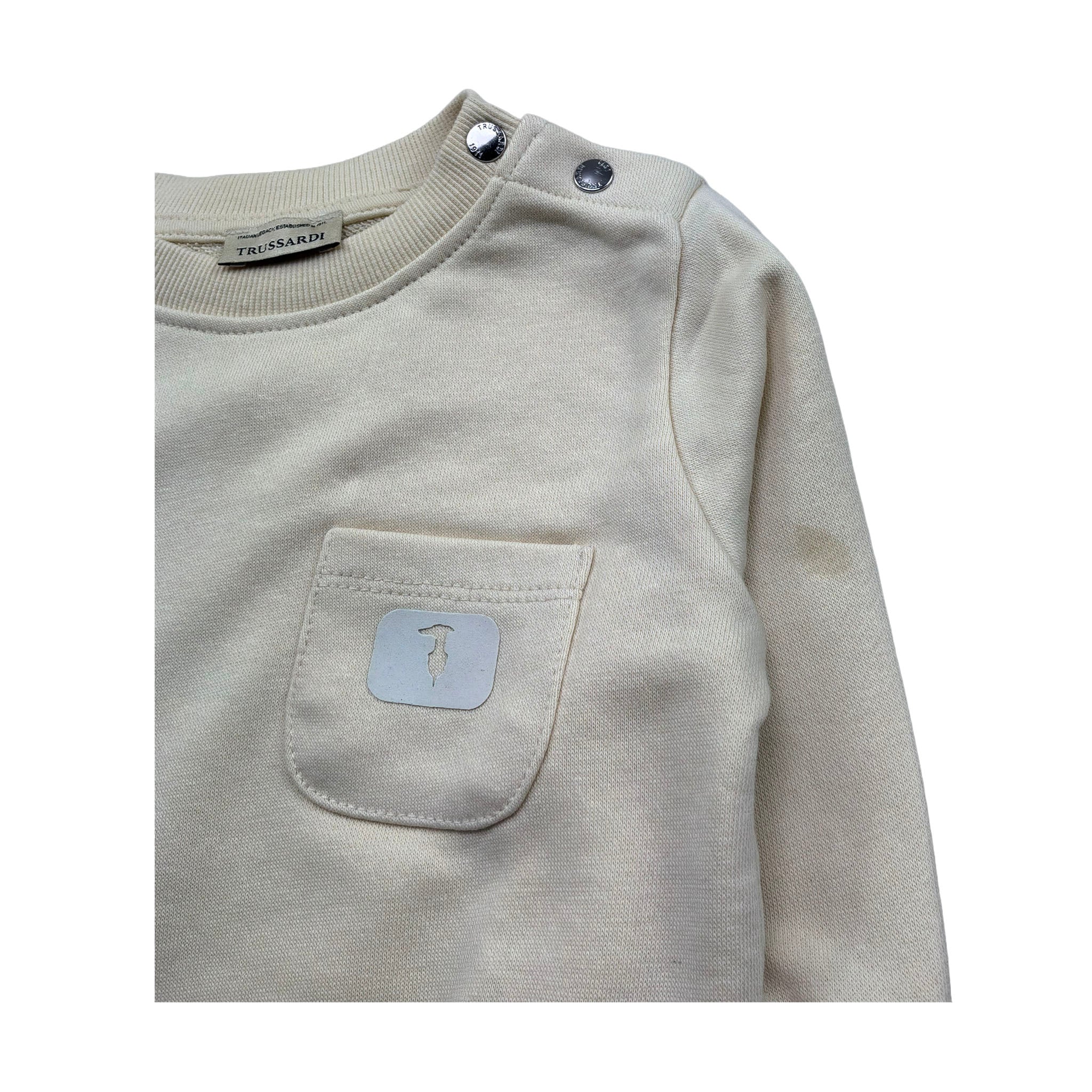 Trussardi Felpa Chiusa Girocollo Tinta Unita con Taschino per Neonato TIP26043FE BEIGE TRUSSARDI 