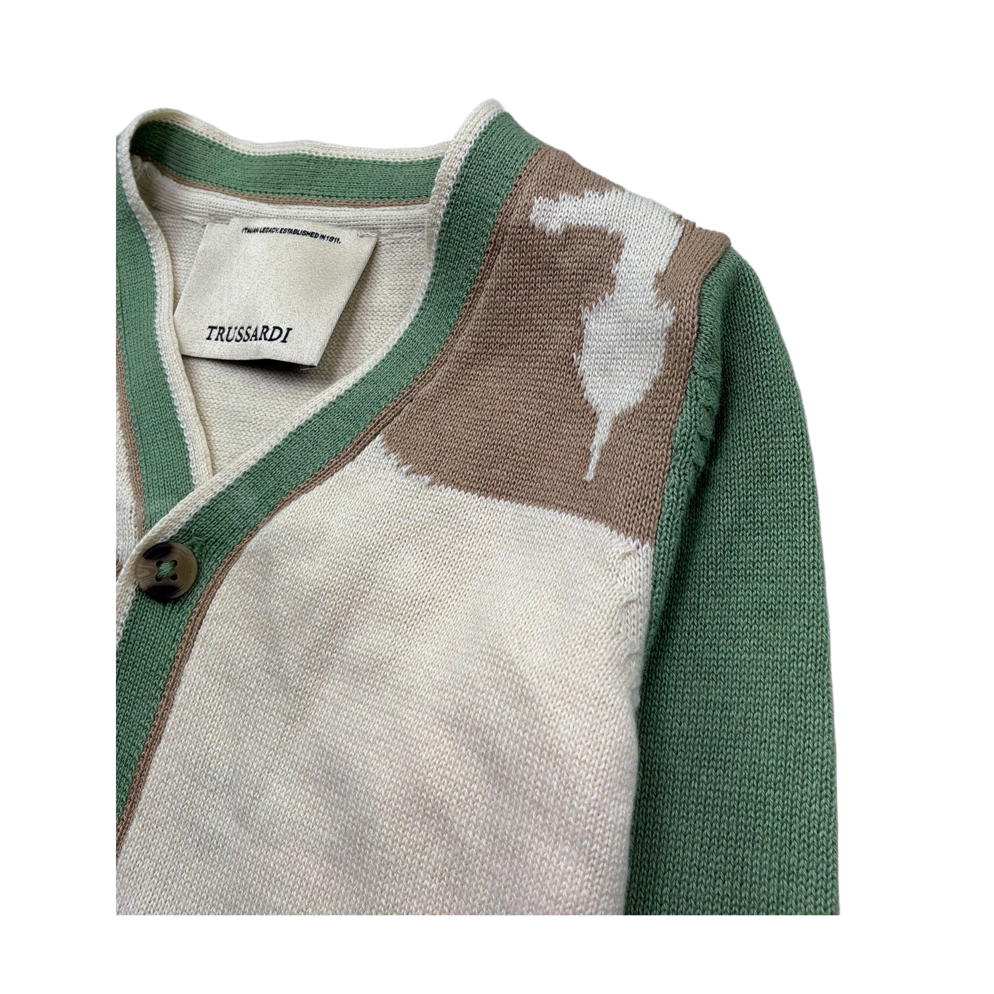 Trussardi Cardigan Stampa Fantasia Scollo A V per Neonato TIP26069CD PANNA TRUSSARDI 