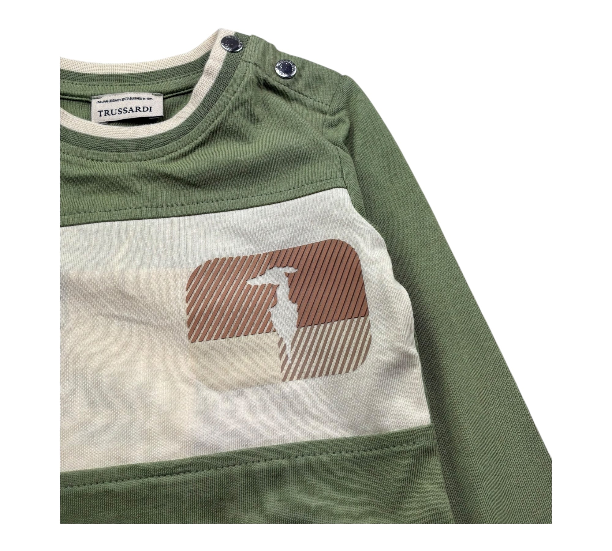 Trussardi Shirt Girocollo Tinta Unita con Logo per Neonato TIP26071TS VERDE TRUSSARDI 