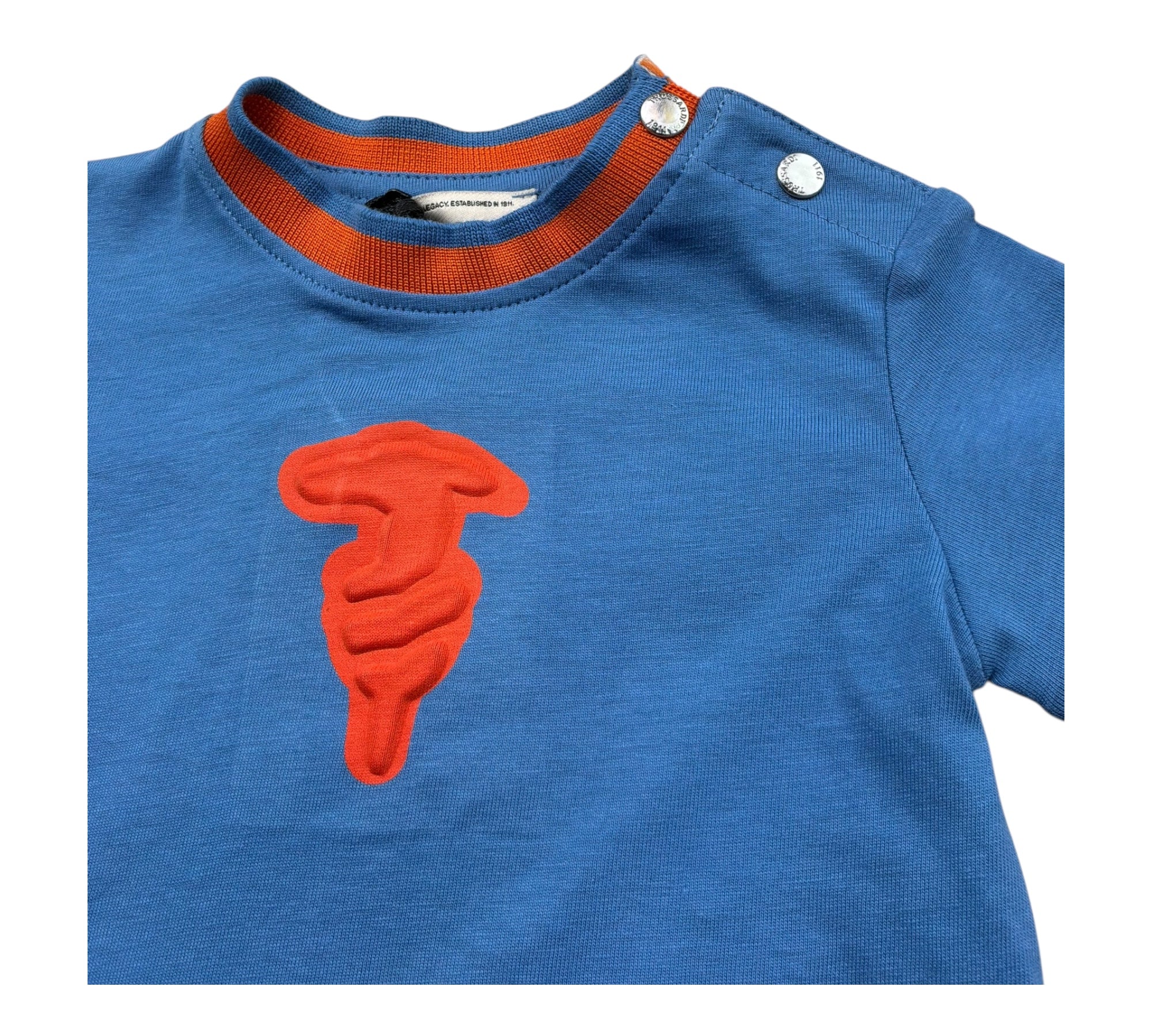 Trussardi T-Shirt Girocollo Tinta Unita con Stampa per Neonato TIP26088TS BLU TRUSSARDI 