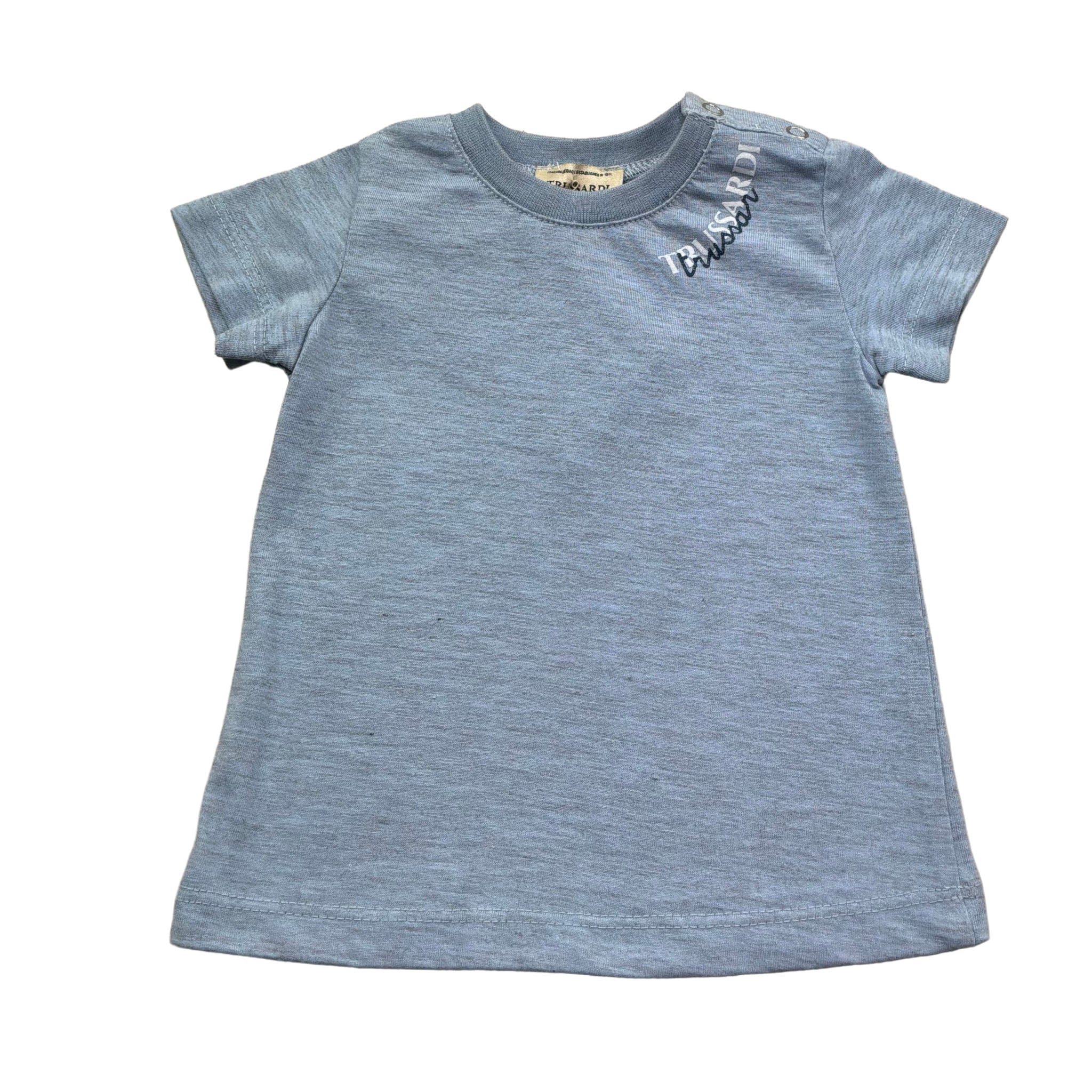 Trussardi T-Shirt Girocollo Tinta Unita con Logo per Neonato TIP26112TS AZZURRO TRUSSARDI 
