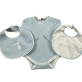 Trussardi Set 3 Pezzi Body Manica Lunga-Bavetta-Cappello per Neonato TLP26001TU AZZURRO TRUSSARDI 