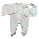 Trussardi Set 3 Pezzi Tutina-Cappello-Bvetta per Neonata TLP26003TUA BIANCO TRUSSARDI 
