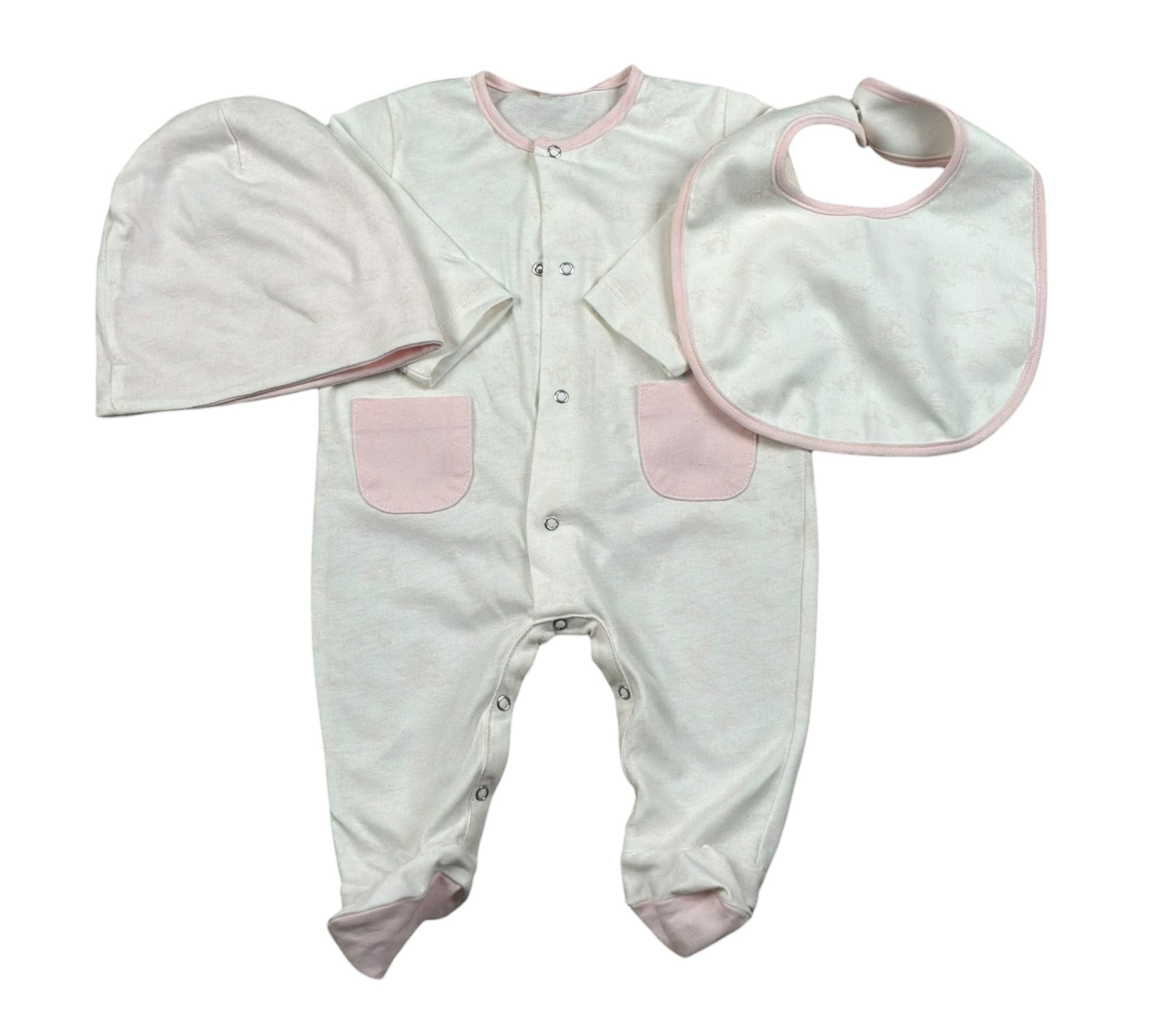 Trussardi Set 3 Pezzi Tutina-Cappello-Bvetta per Neonata TLP26003TUA BIANCO TRUSSARDI 