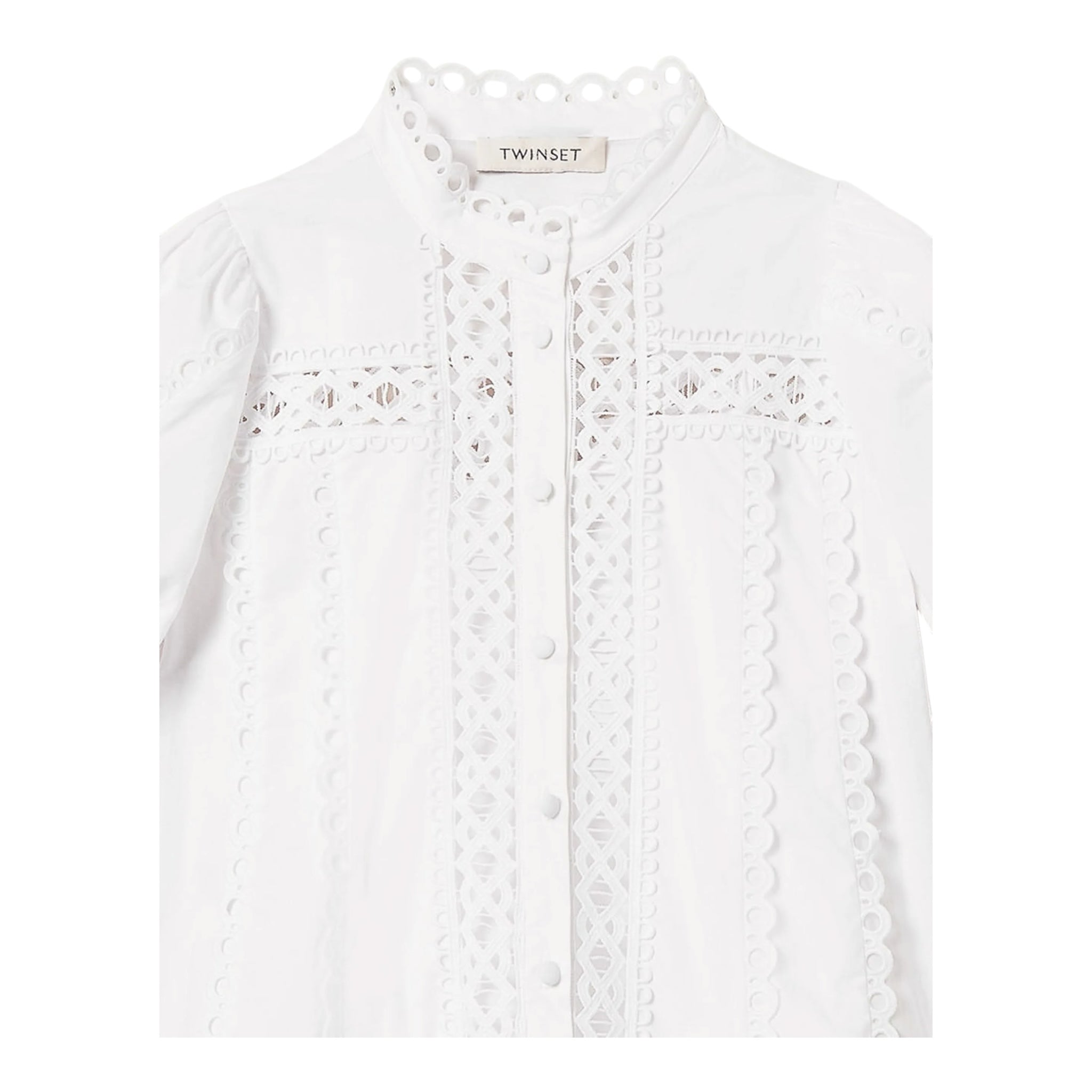 Twinset Abito Mezza Manica Tinta Unita con Trafori per Bambina 251GJ2410 BIANCO TWINSET 