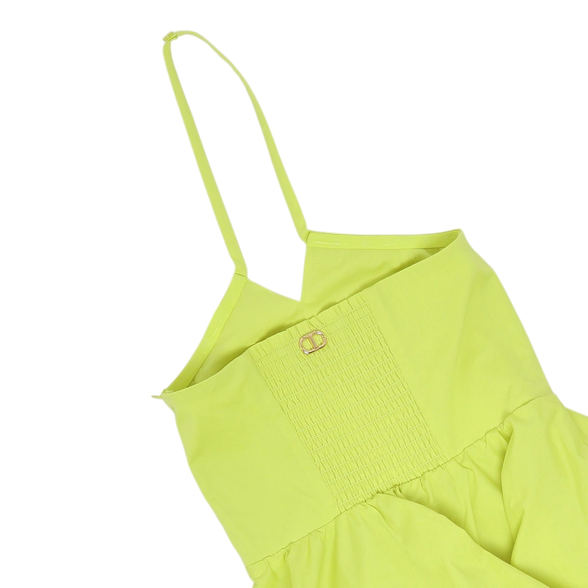 Twinset Abito Tinta Unita con Bretelle per Bambina 251GJ2420 VERDE ACIDO TWINSET 