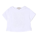 Twinset T-Shirt Girocollo Tinta Unita con Ricami per Neonata 251GJ2480XN BIANCO TWINSET 