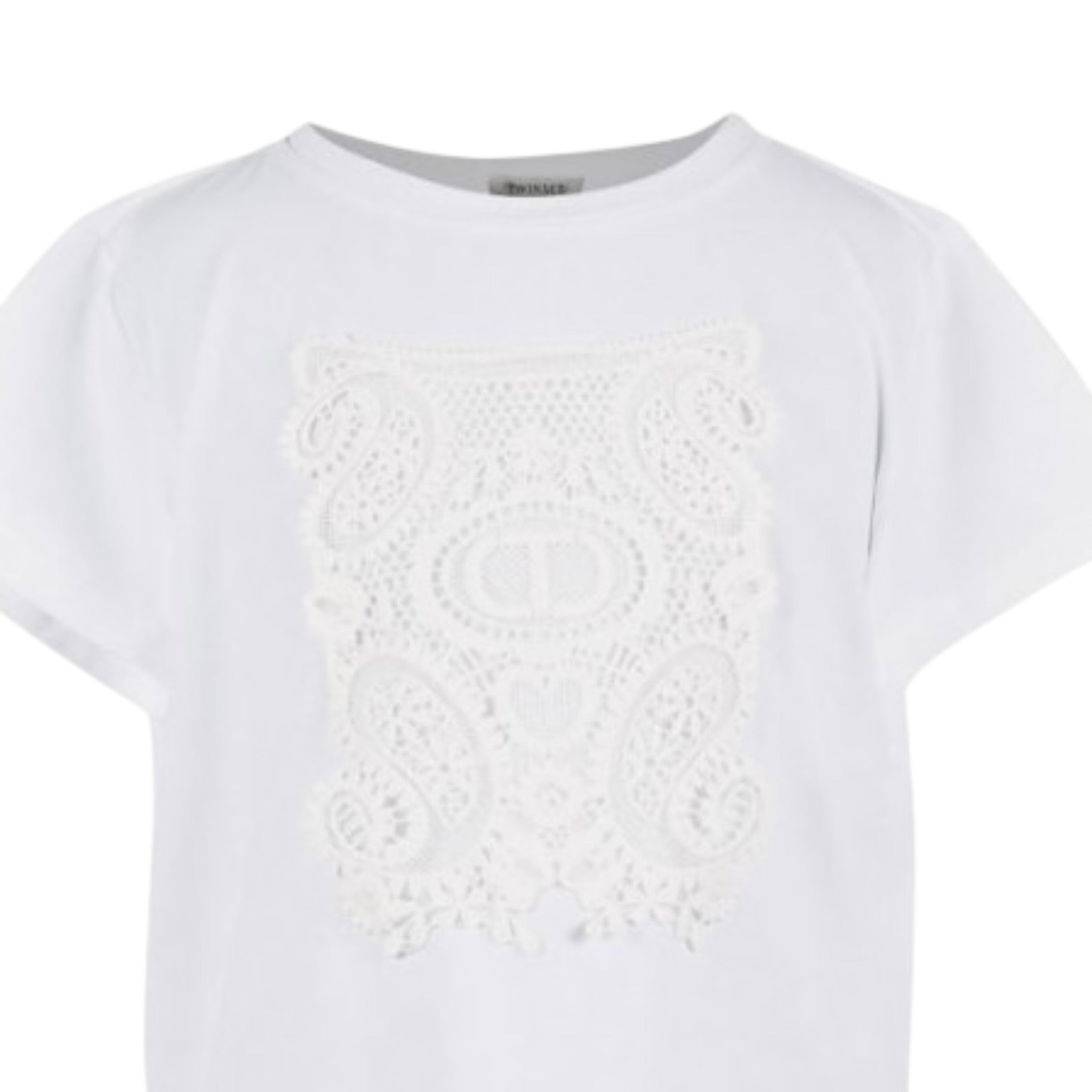 Twinset T-Shirt Girocollo Tinta Unita con Ricami per Neonata 251GJ2480XN BIANCO TWINSET 