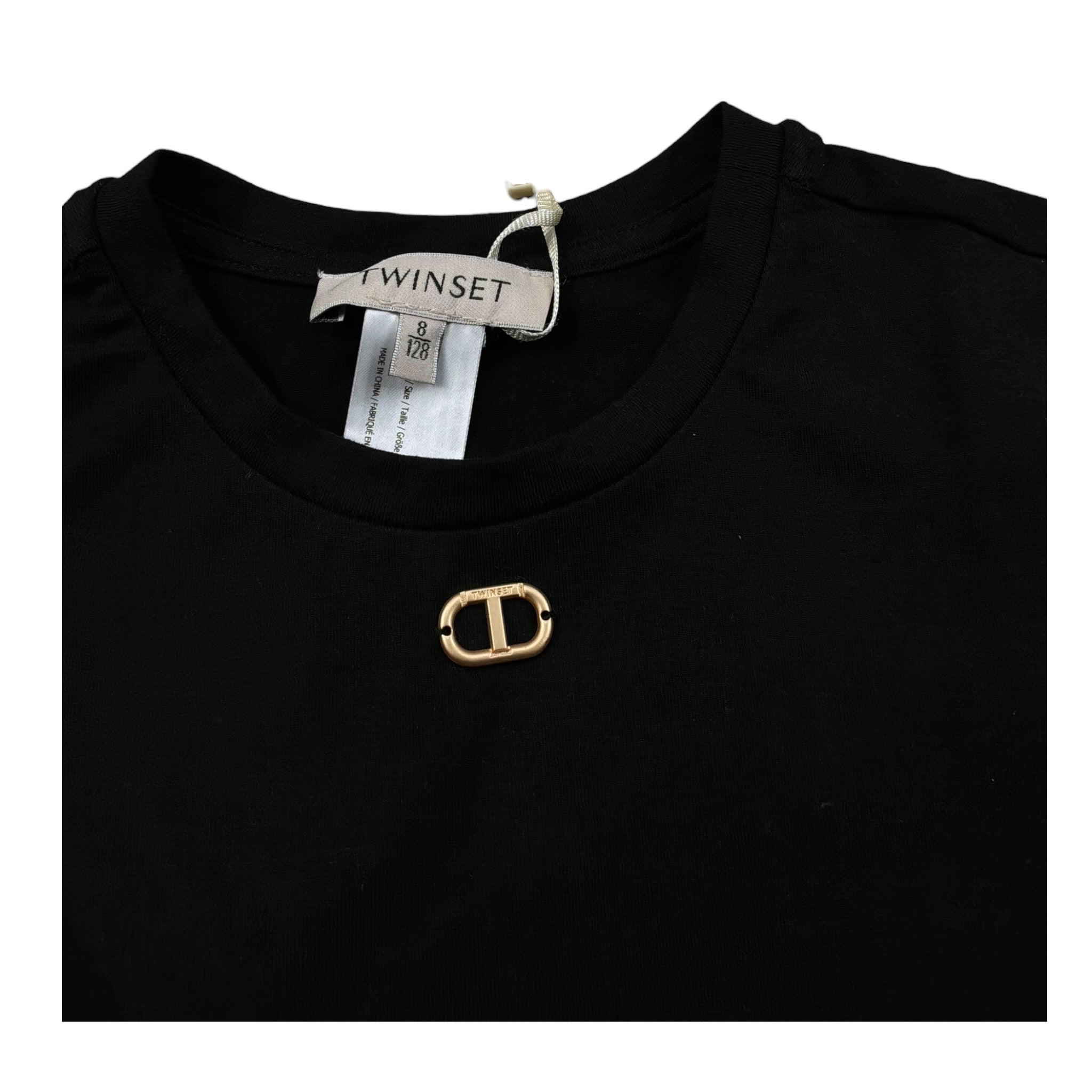 Twinset T-Shirt Girocollo Tinta Unita per Bambina 251GJ2481X NERO TWINSET 