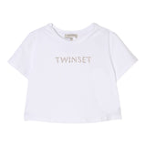 Twinset T-Shirt Girocollo Tinta Unita con Stampa per Bambina 251GJ2484 BIANCO TWINSET 