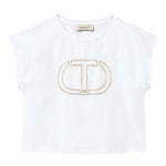 Twinset T-Shirt Girocollo tinta unita con Stampa Bianco per Bambina 251GJ2QR1X BIANCO TWINSET 