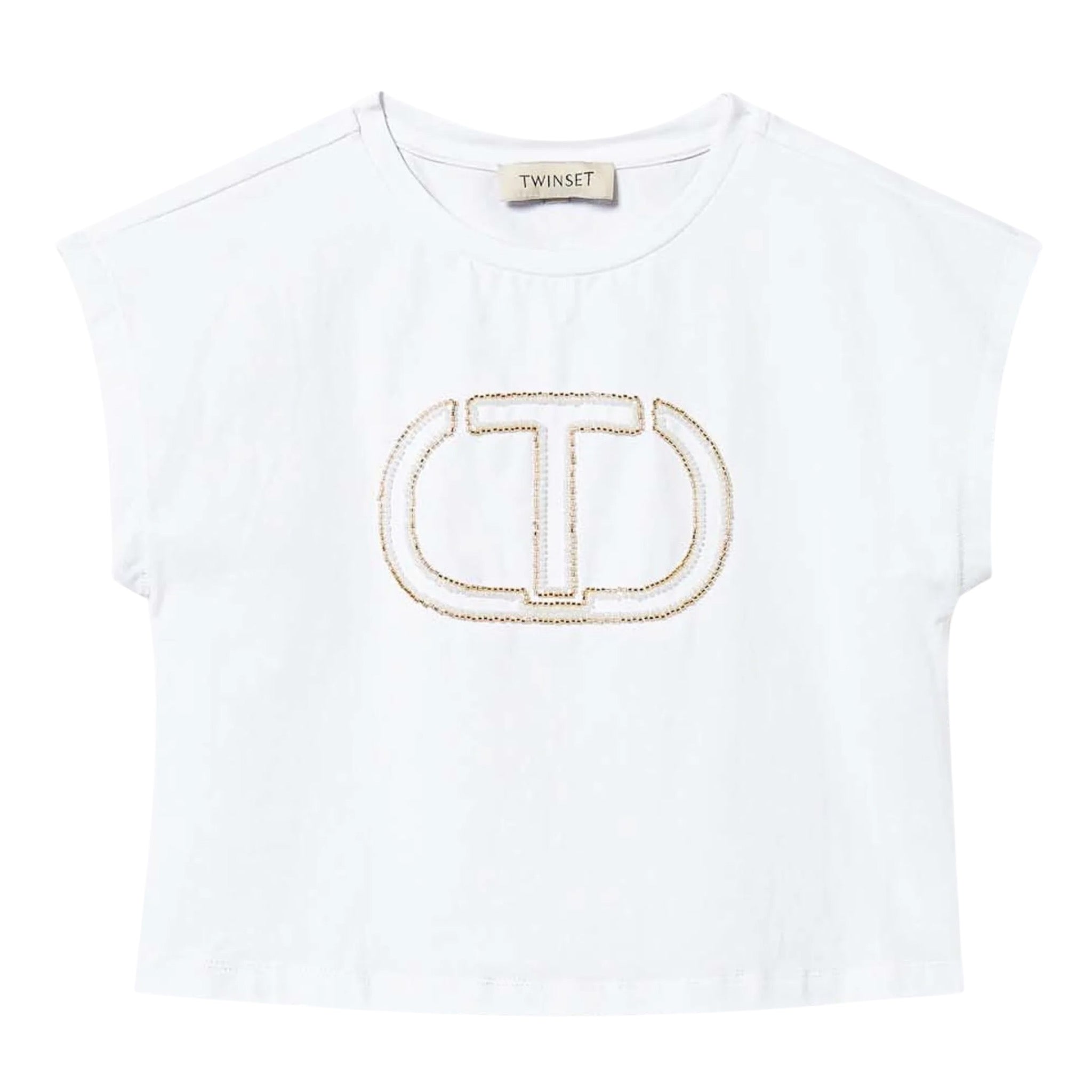 Twinset T-Shirt Girocollo tinta unita con Stampa Bianco per Bambina 251GJ2QR1X BIANCO TWINSET 