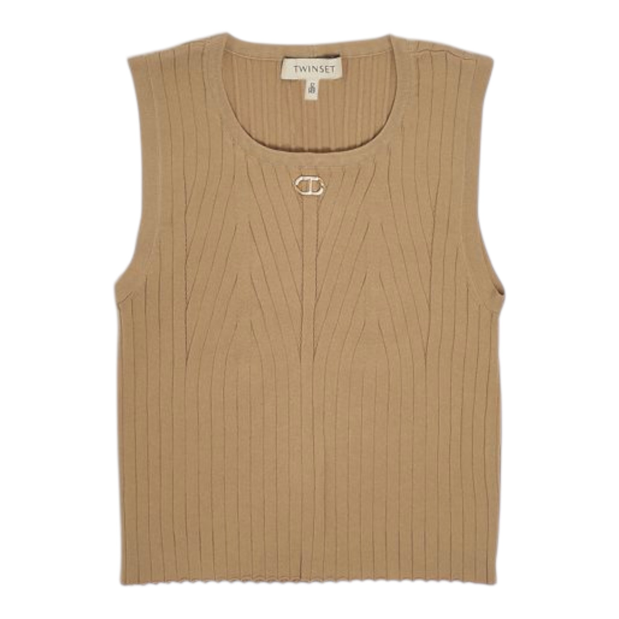 Twinset Canotta Tinta Unita con Logo per Bambina 251GJ3404 BEIGE TWINSET 