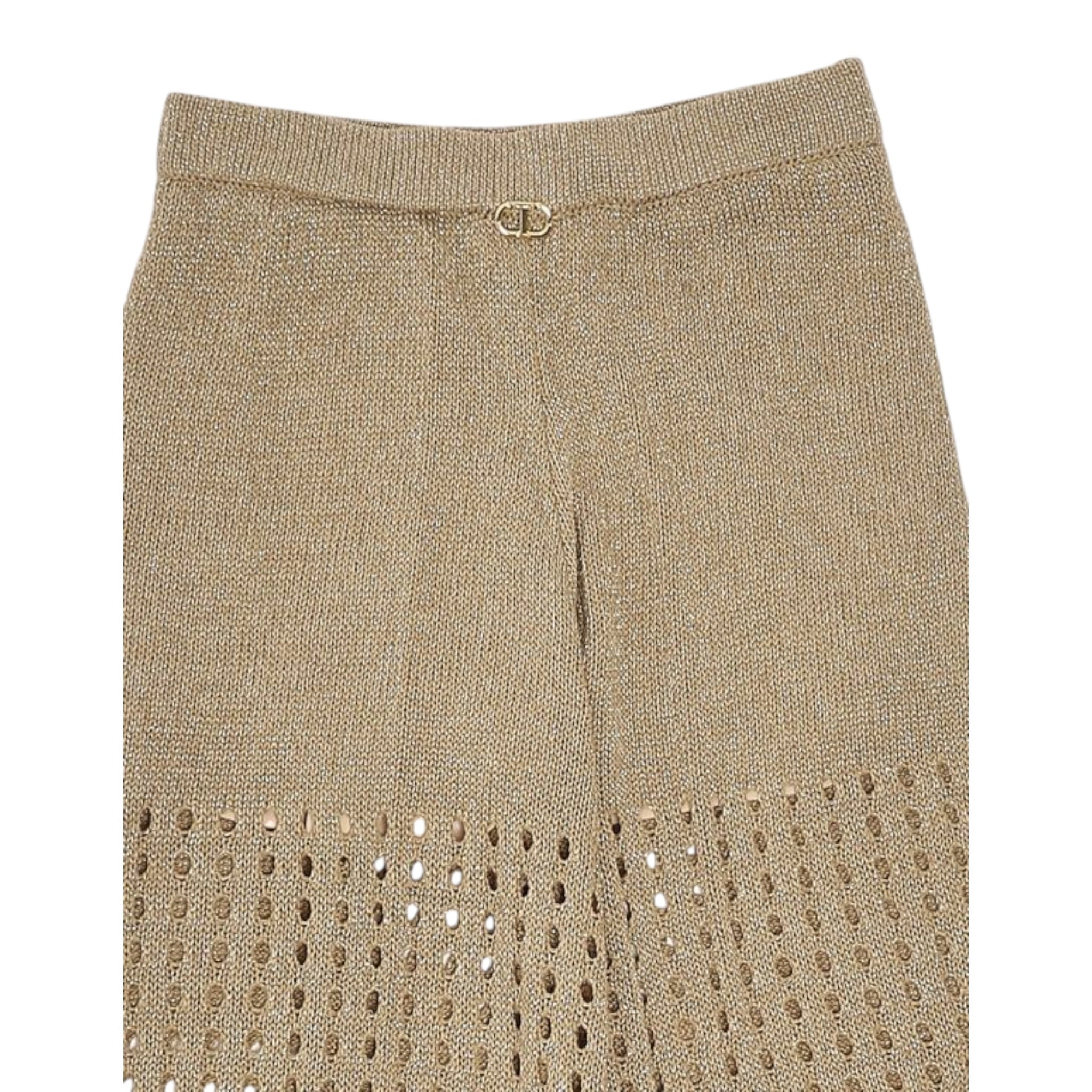Twinset Pantalone Tinta Unita Traforato per Bambina 251GJ3432 ORO TWINSET 