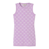 Twinset Abito Tinta Unita Logato Giromanica per Bambina 251GJ3QX2X LILLA TWINSET 