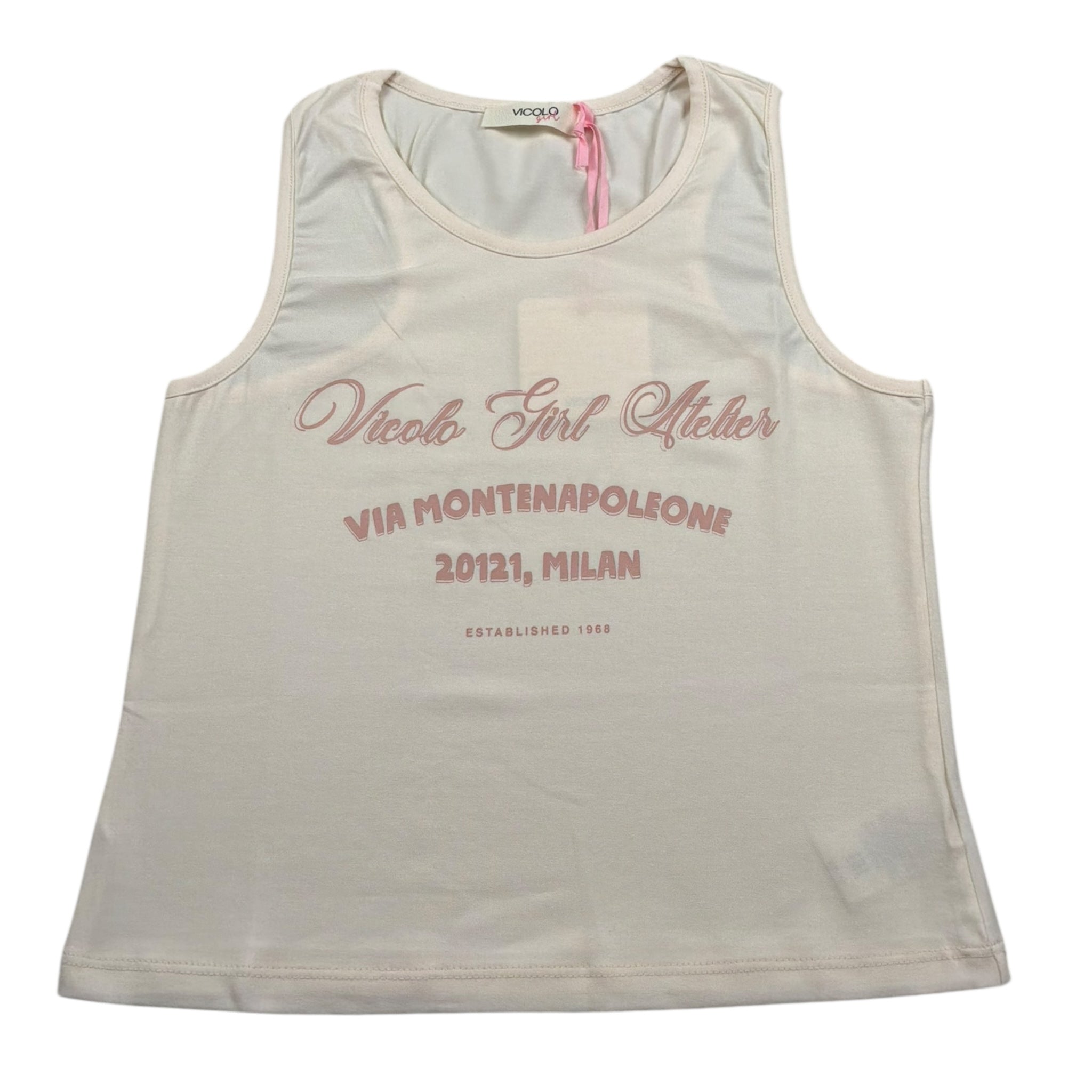 Vicolo Canotta Girocollo Tinta Unita con Stampa per Bambina 3146M00269 ROSA VICOLO 