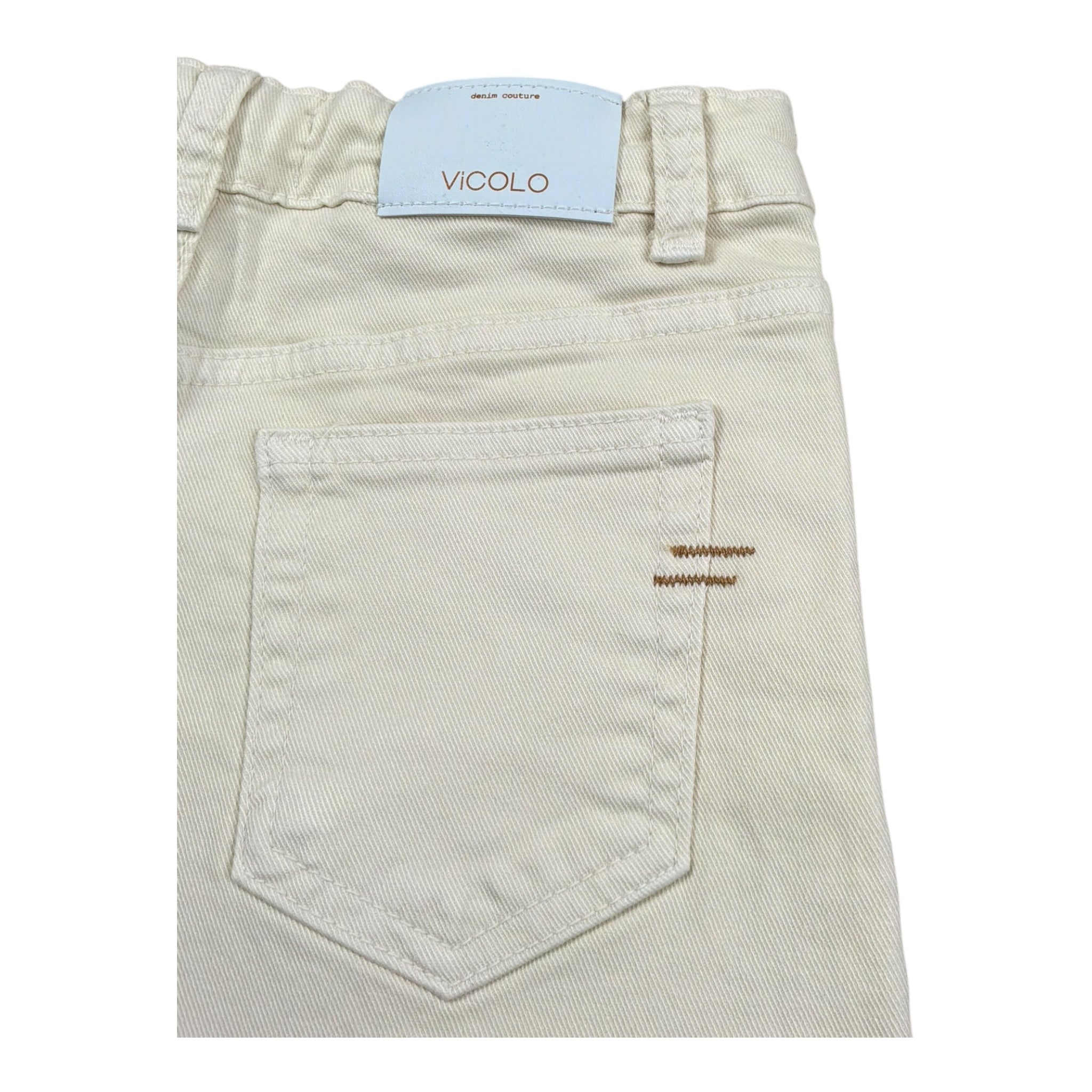 Vicolo Short In Denim Tinta Unita con Girovita Regolabile per Bambina 3146S00016 PANNA VICOLO 