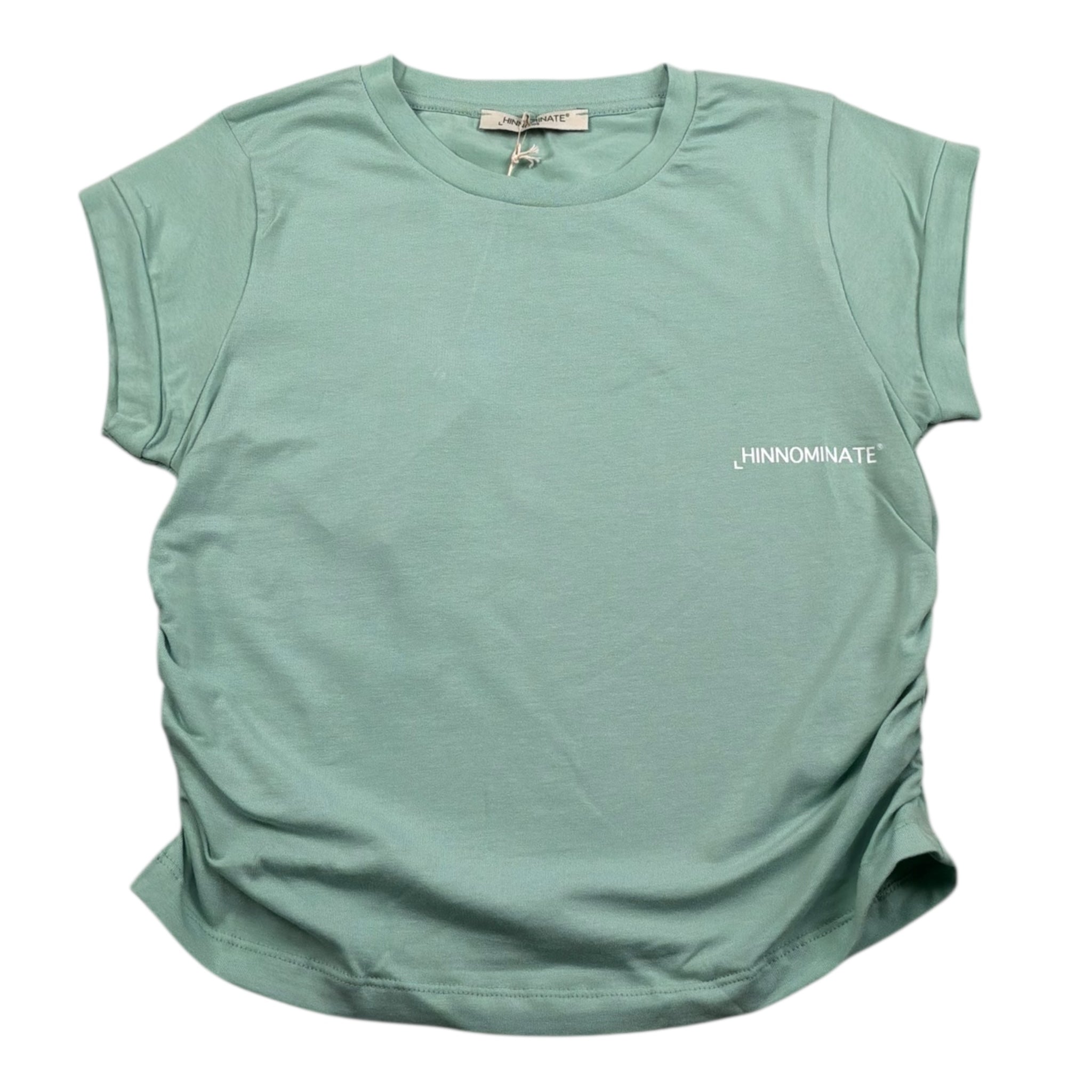 Hinnominate T-Shirt Tinta Unita con Arricci Laterali per Bambina 3646MY00199X VERDE HINNOMINATE 