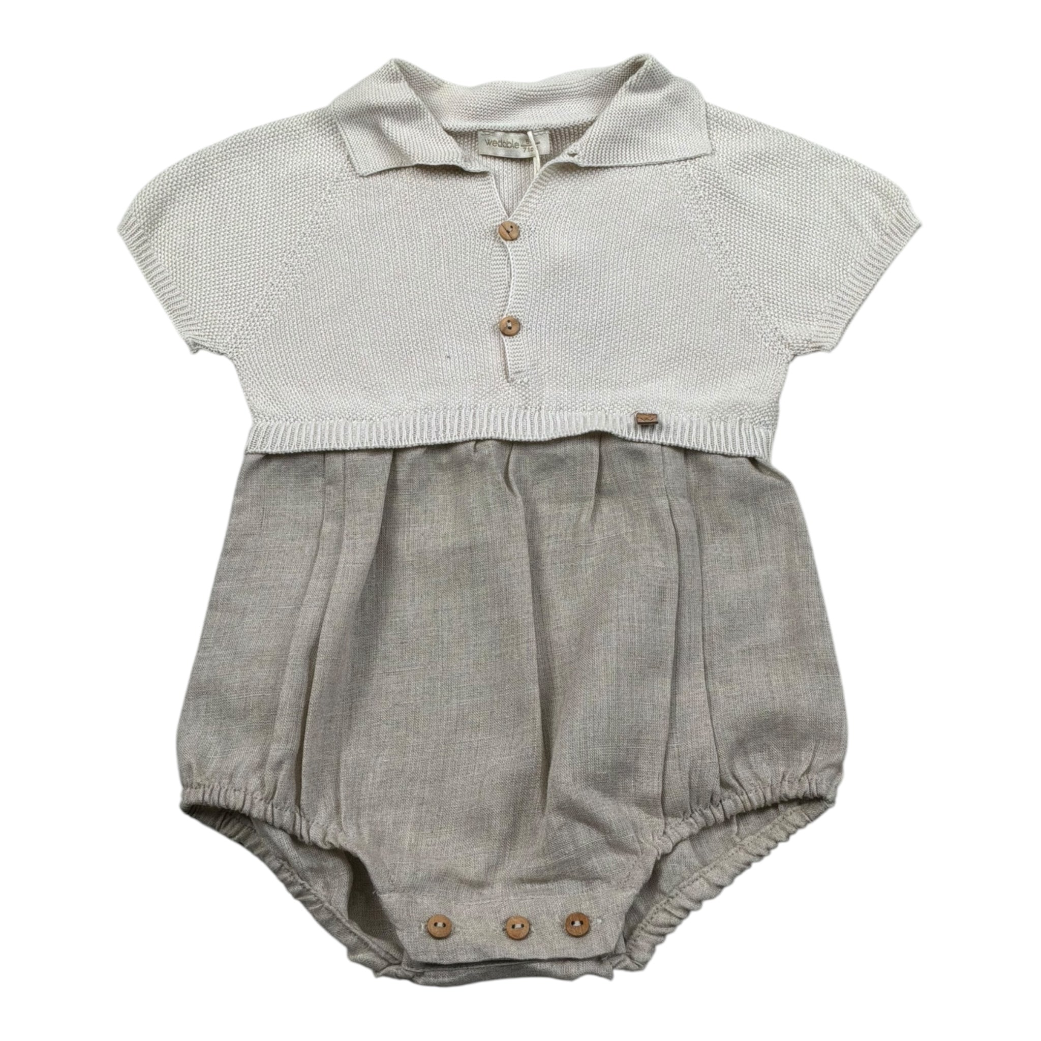 Wedoble Pagliaccetto Mezza Manica Tinta Unita per Neonato V2408305L BEIGE WEDOBLE 