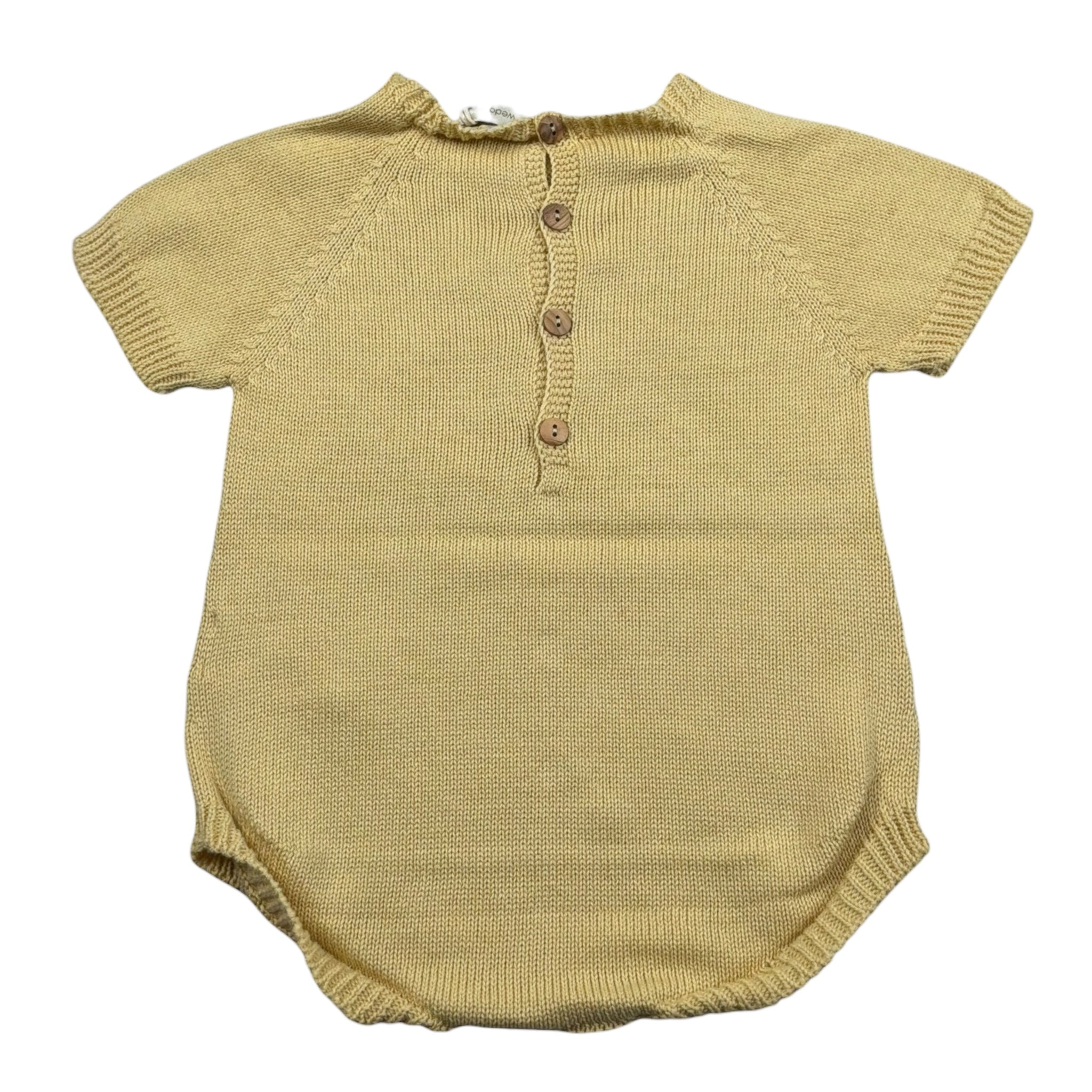Wedoble Pagliaccetto Mezza Manica Tinta Unita con Trafori per Neonato V2507305A GIALLO WEDOBLE 