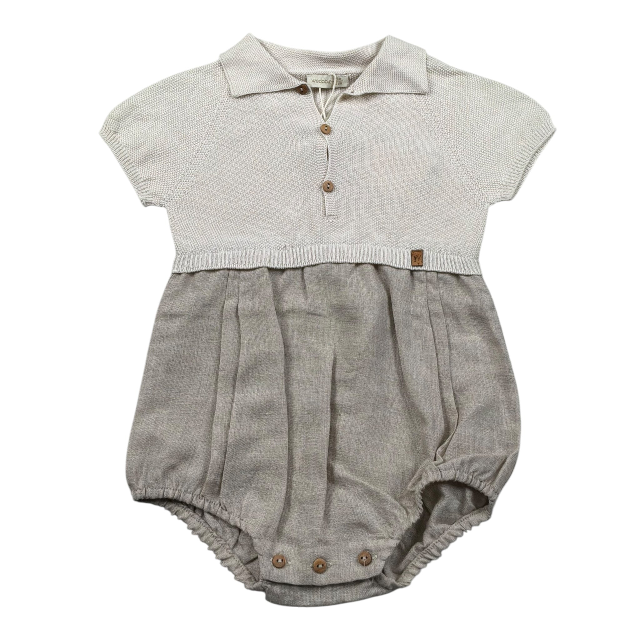 Wedoble Pagliaccetto Mezza Manica Fantasia Quadretti per Neonato V2507405X BEIGE WEDOBLE 