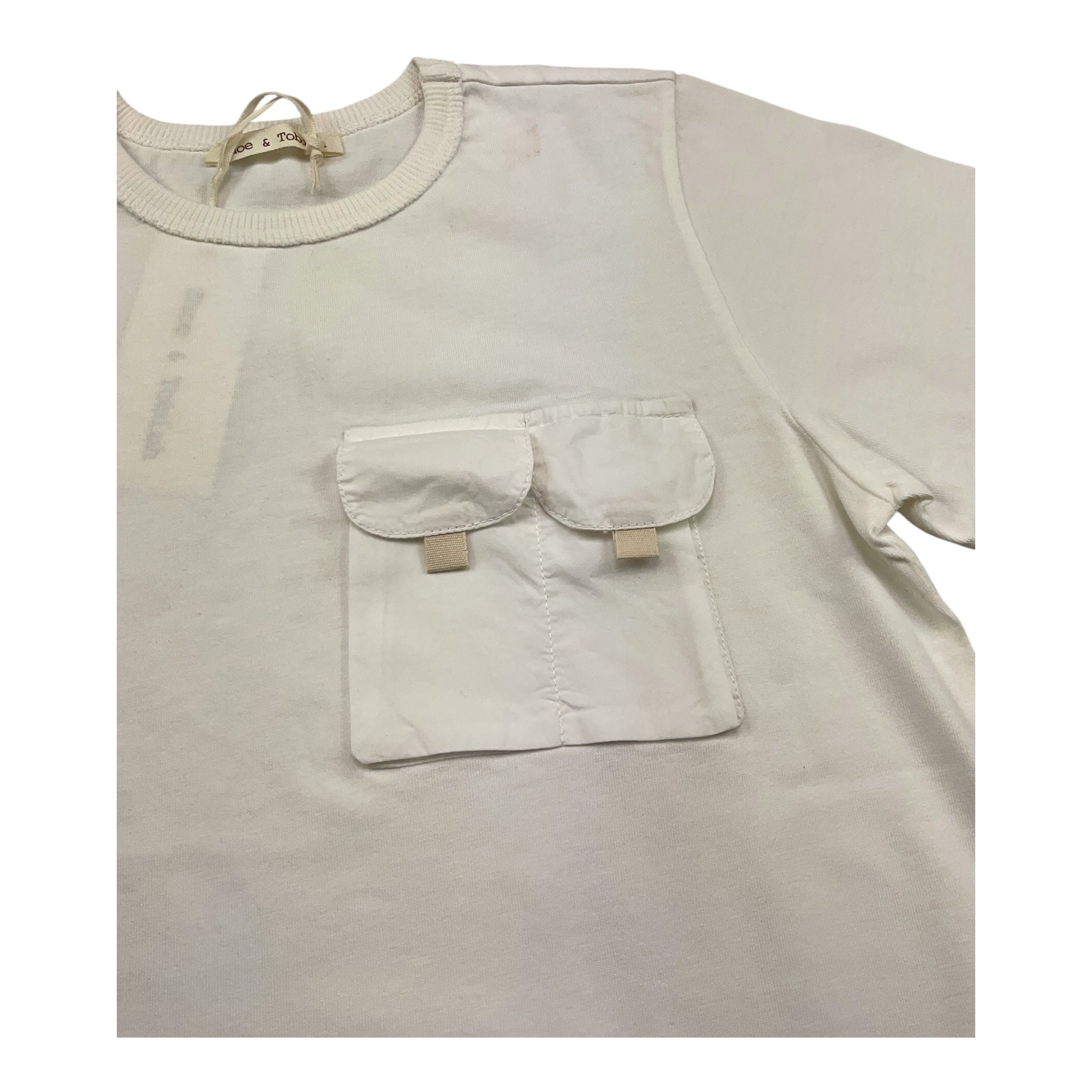 Zhoe & Tobiah T-Shirt Girocollo Tinta Unita con Taschino per Bambino BSE12M PANNA ZHOE & TOBIAH 