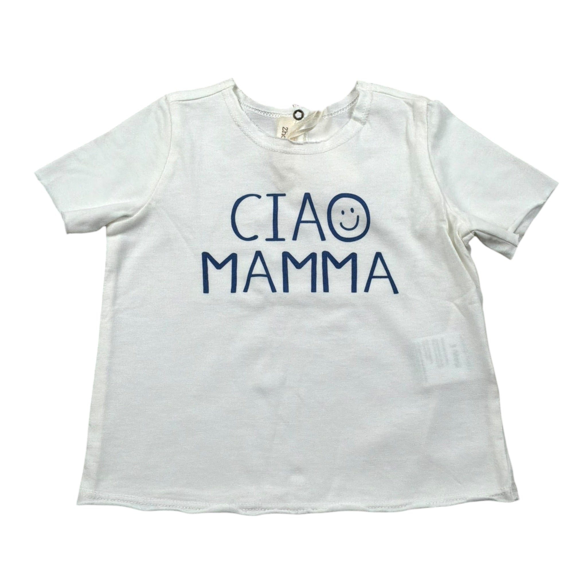 Zhoe & Tobiah T-Shirt Girocollo Tinta Unita con Stampa per Neonato BSE9B PANNA ZHOE & TOBIAH 