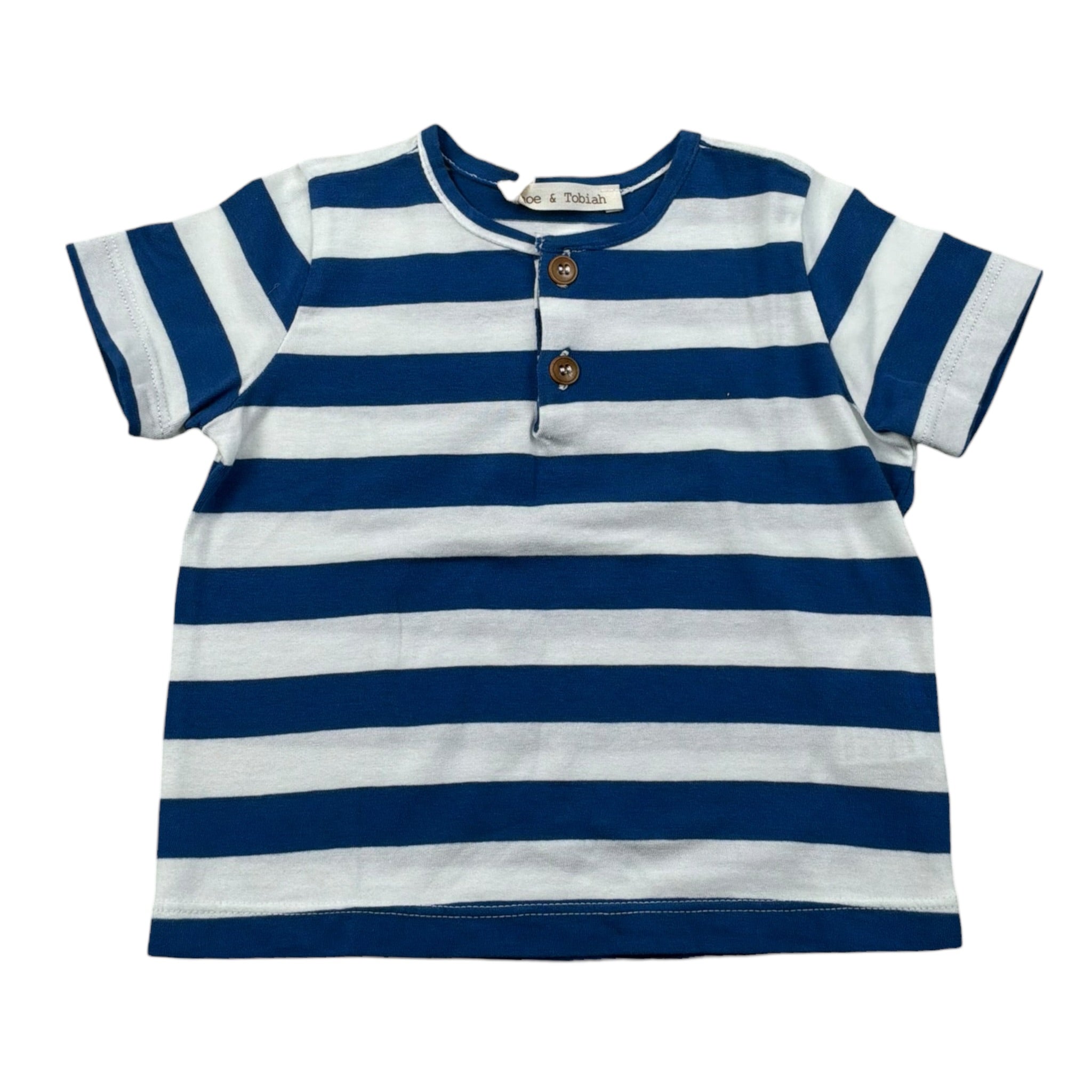Zhoe & Tobiah T-Shirt Fantasia A Righe Bicolore per Neonato JCS7M BIANCO/BLU ZHOE & TOBIAH 