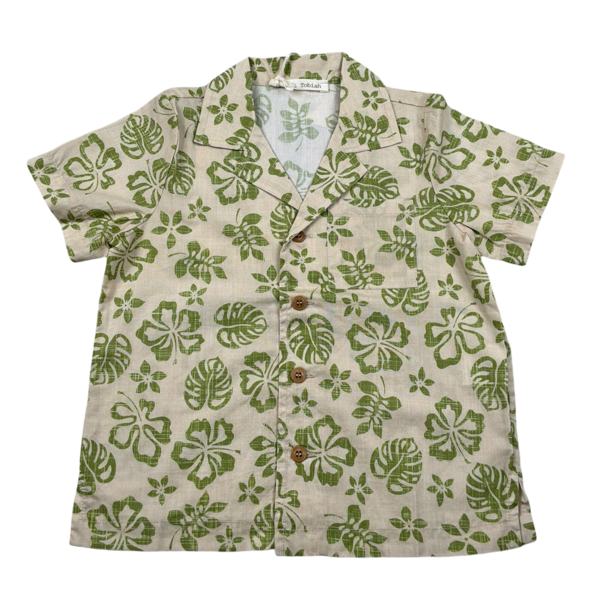 Zhoe & Tobiah Camicia Mezza Manica Tinta Unita Stampa Fantasia per Neonato WI1BN BEIGE/VERDE ZHOE & TOBIAH 