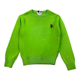 U.S. Pollo Assn Maglioncino Girocollo Tinta Unita Con Logo Verde Per Bambino