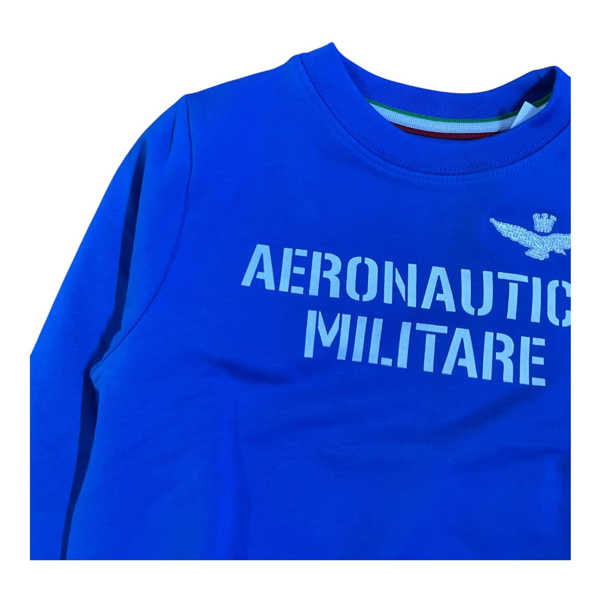 Aeronautica Militare Felpa Chiusa Girocollo Tinta Unita con Stampa Logo per Neonato 251FE0027A COBALTO AERONAUTICA MILITARE 