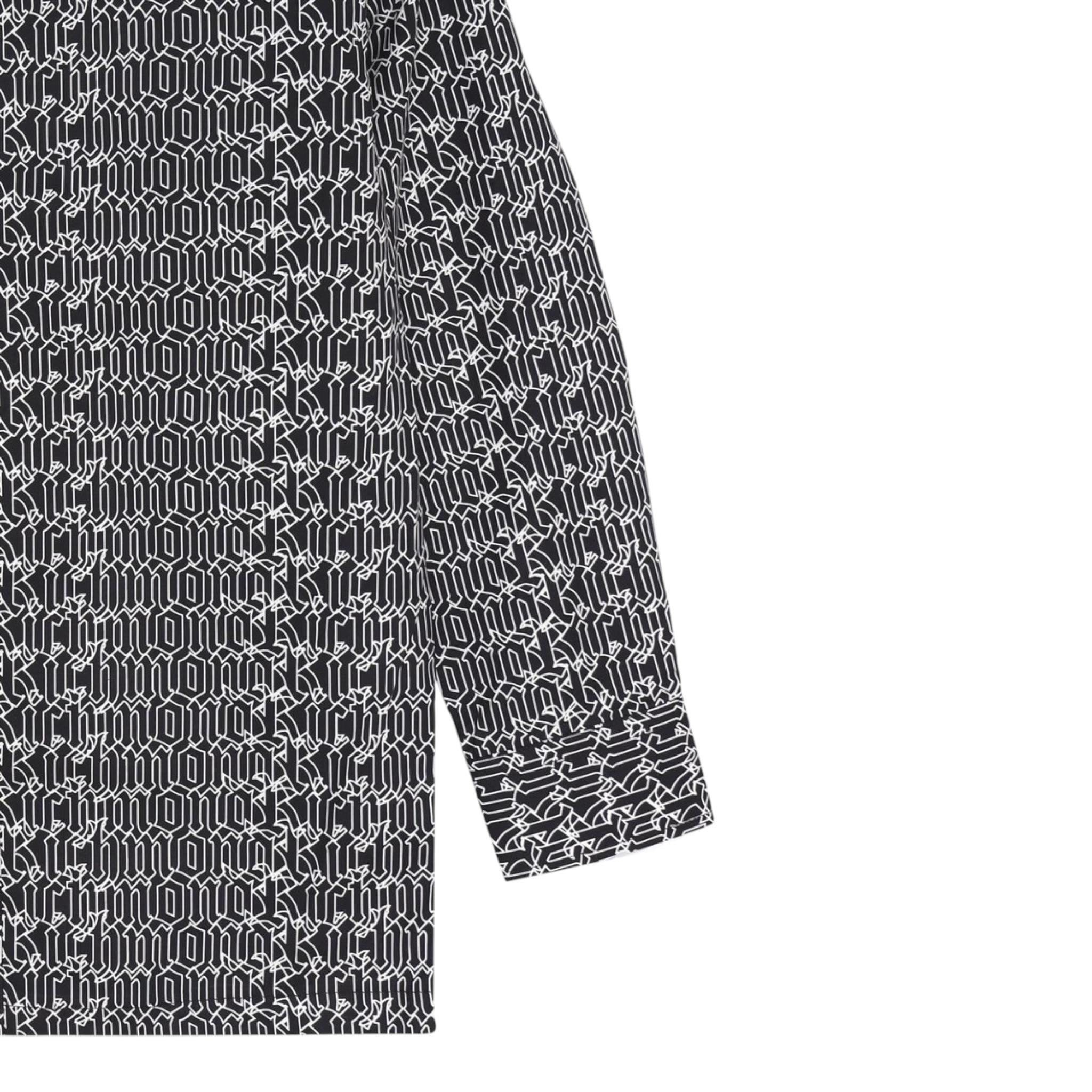 John Richmond Camicia Manica Lunga Tinta Unita con Stampe Logo per Neonato RIP25076CA NERO JOHN RICHMOND 