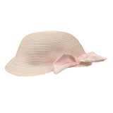 Barcellino Cappello Tinta Unita con Fiocco Rosa per Neonata