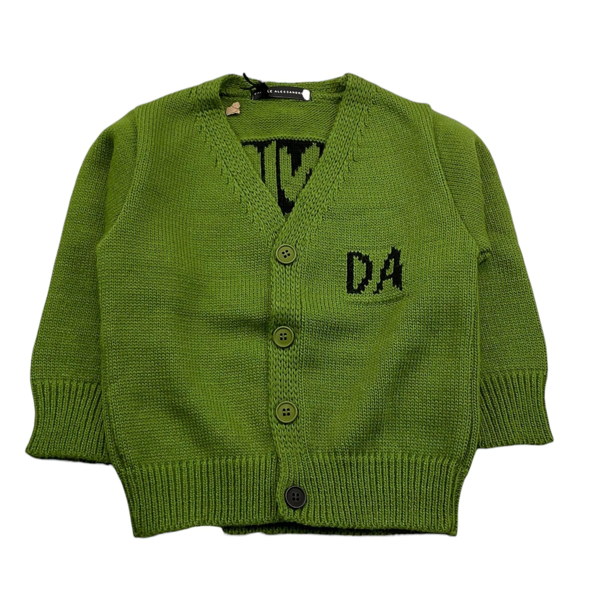 DANIELE ALESSANDRINI cardigan tinta unita con logo Verde per Neonato 1291W00060X VERDE DANIELE ALESSANDRINI 