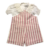Marlu' Completo 2 Pezzi Camicia-Salopette Panna/Rosa Per Neonata