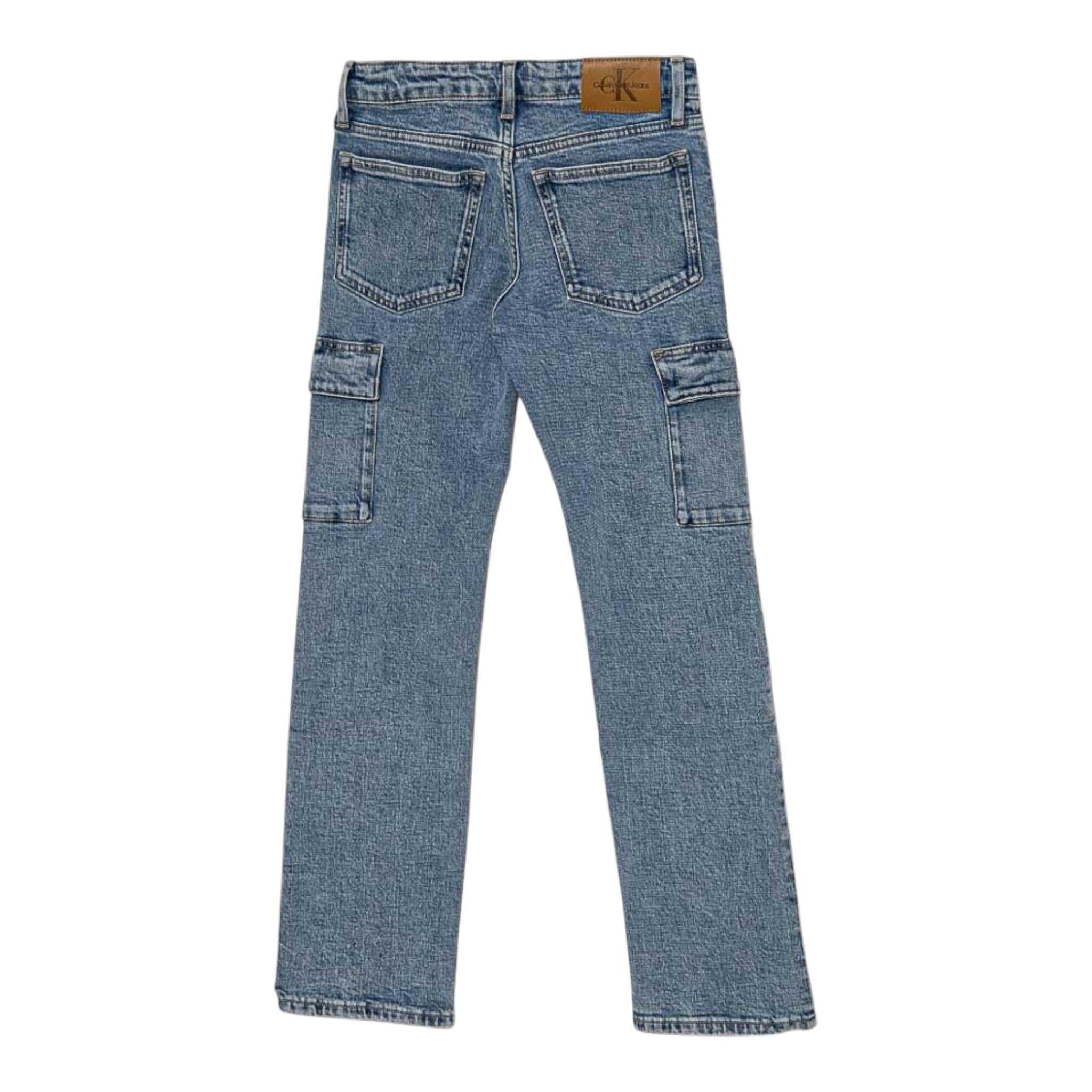 CALVIN KLEIN jeans tinta unita con tasconi Azzurro per Bambino IG0IG02698 AZZURRO CALVIN KLEIN 