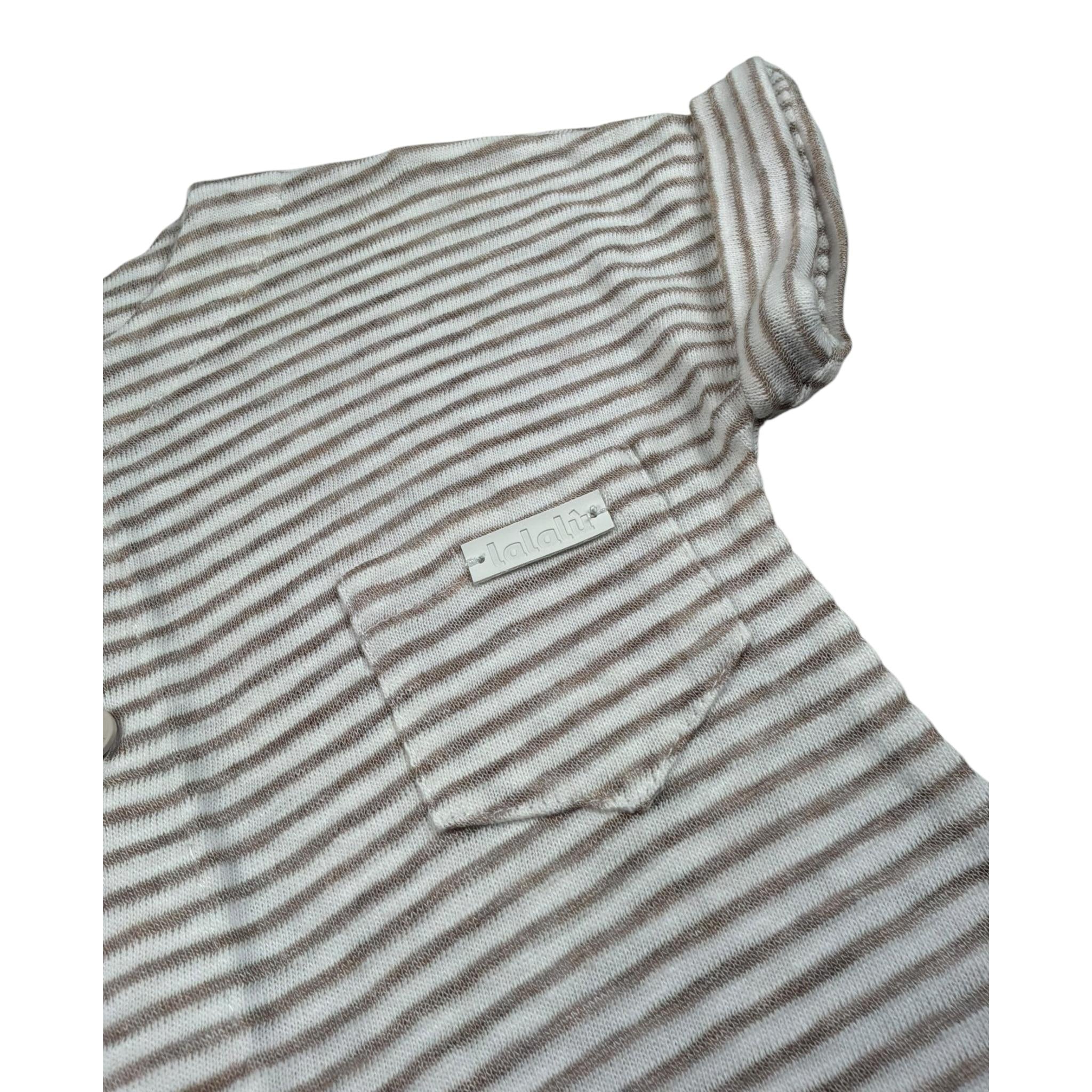 Lalalu' Pagliaccetto Tinta Unita con Fantasia A Righe per Neonato PAL4P BIANCO LALALU' 