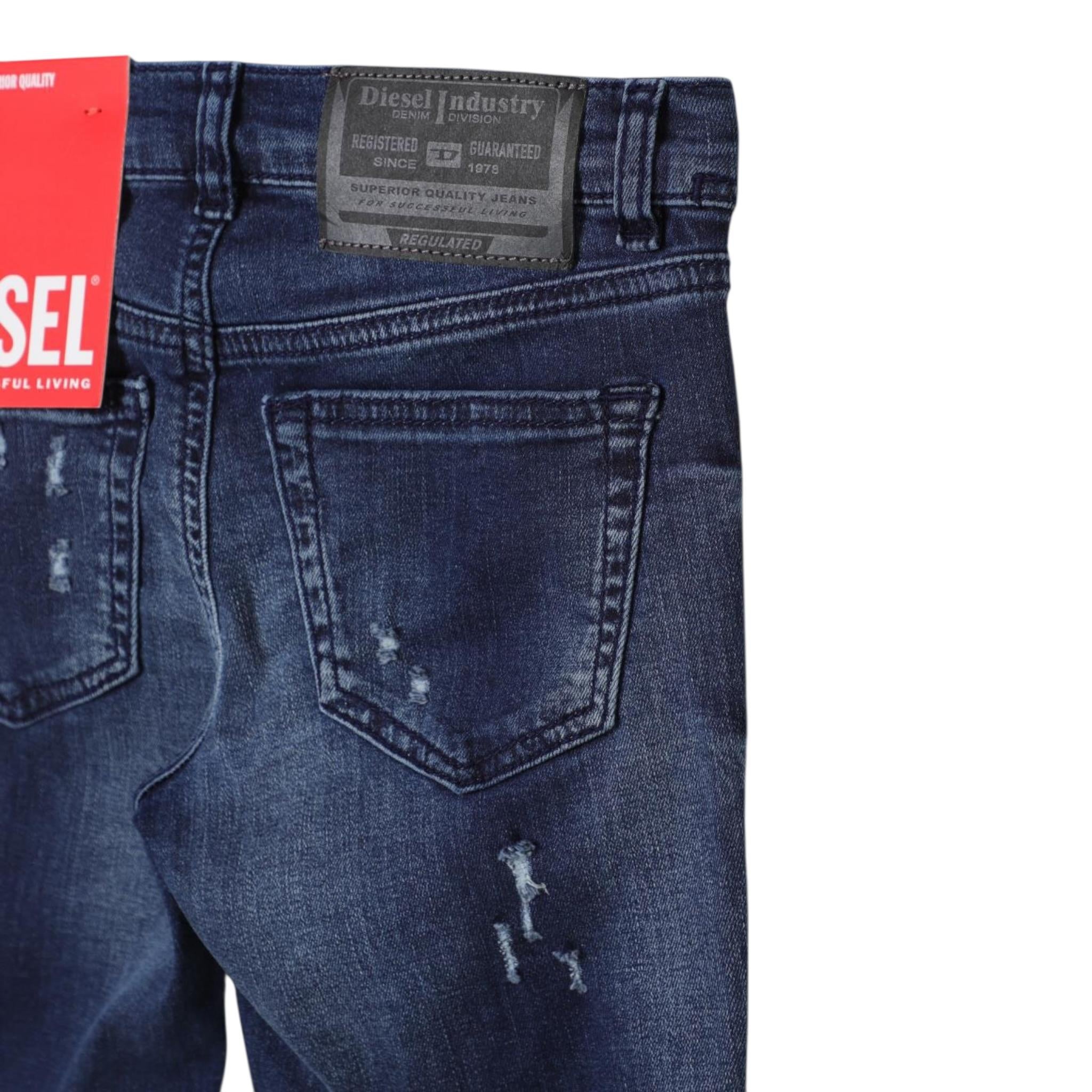 Diesel Jeans tinta unita con Girovita Regolabile Blu per Bambino J00813 BLU DIESEL 