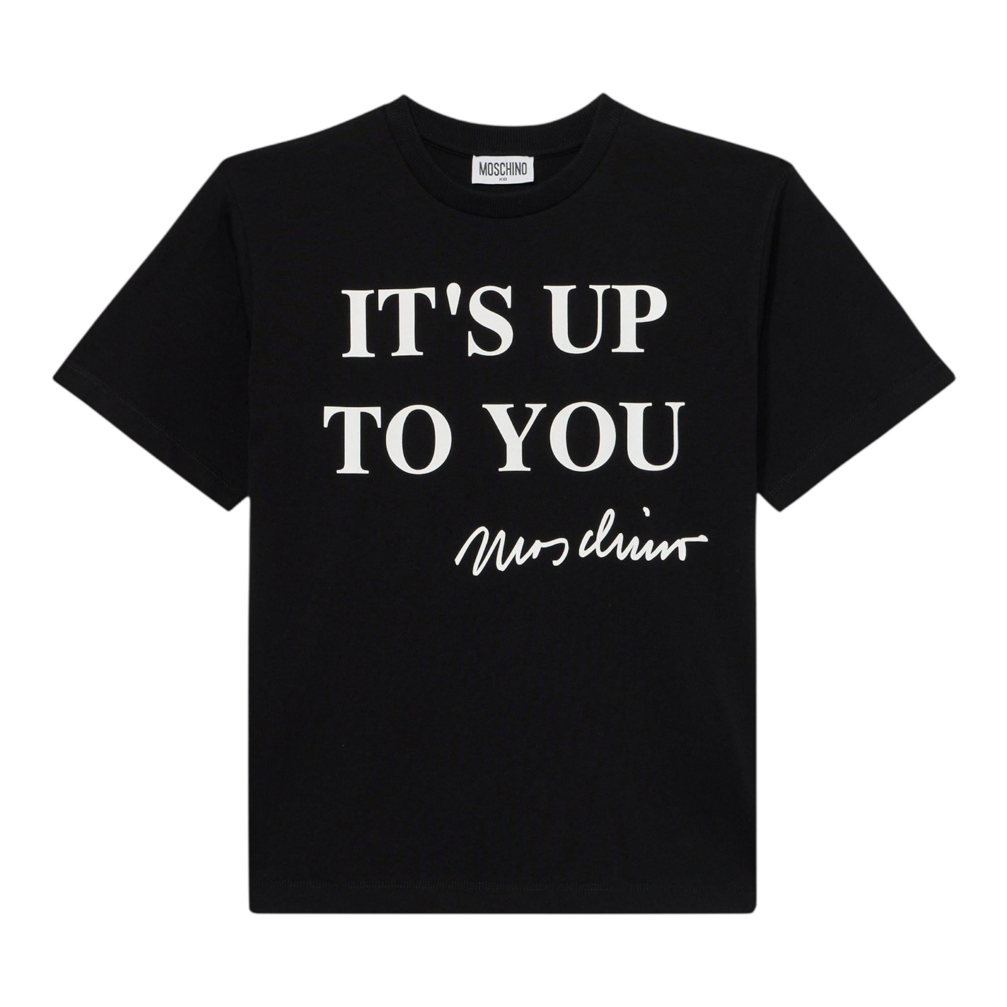 Moschino T-Shirt Tinta Unita con Stampa per Bambina HAM06R NERO MOSCHINO 